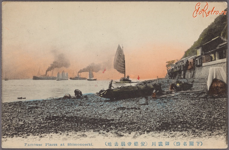 Япония - Пляж в Симоносеки-ши, 1907