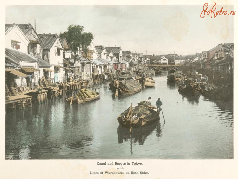 Токио - Баржи на речном канале в Токио, 1910-1919