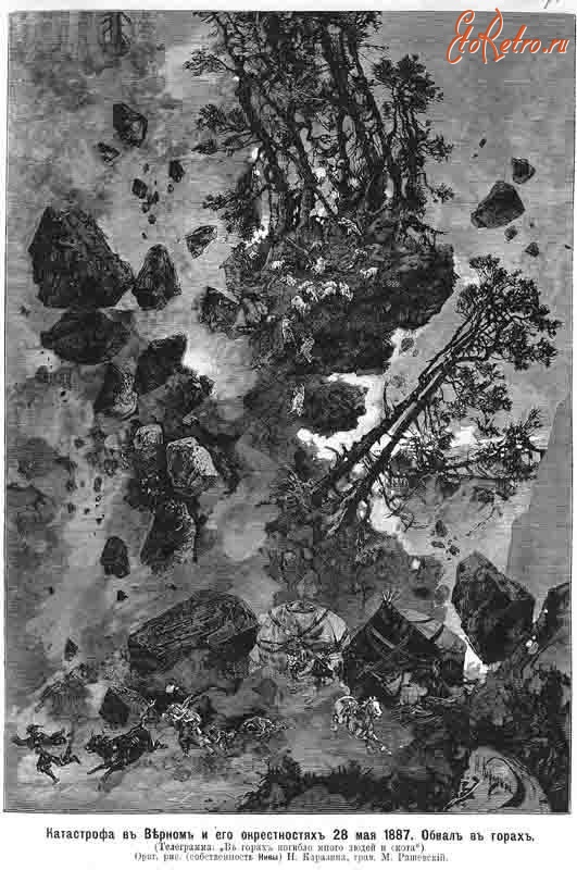 Алма-Ата - Катастрофа в Верном 28 мая 1887. Обвал в горах