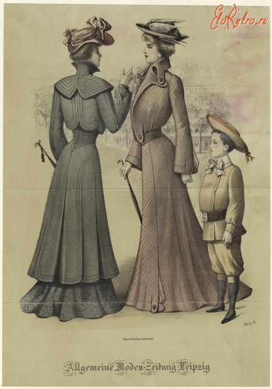 Ретро мода - Женская и детская одежда и платье 1900-1909 гг.