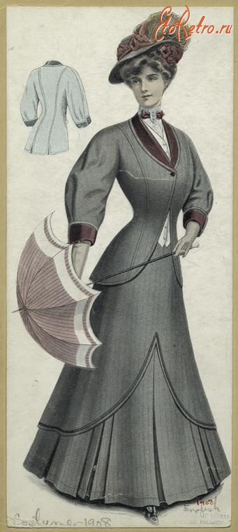 Ретро мода - Женский костюм. Англия, 1900-1909