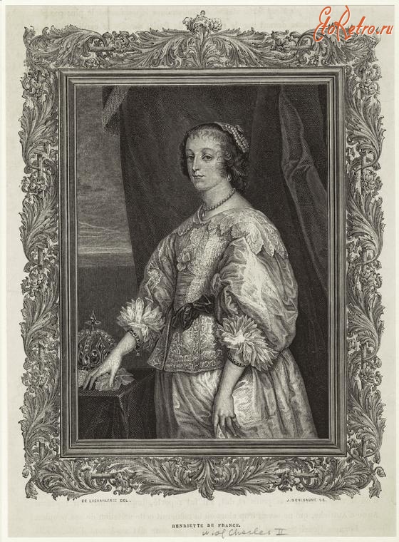 Ретро мода - Английский женский костюм XVII в.  Генриетта Французская,1606-1669