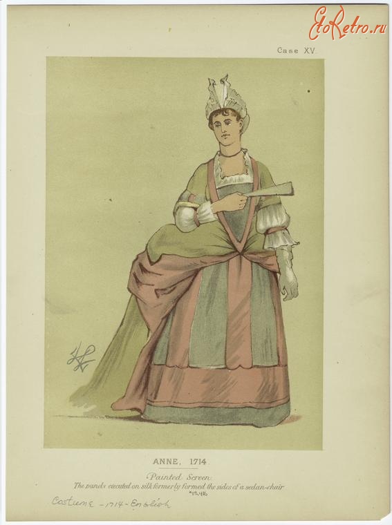 Ретро мода - Английский женский костюм XVIII в. Мода  1714