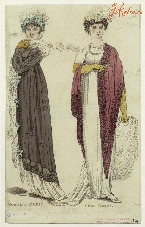Ретро мода - Английский женский костюм 1800-1809.  Утреннее платье для полных, 1804