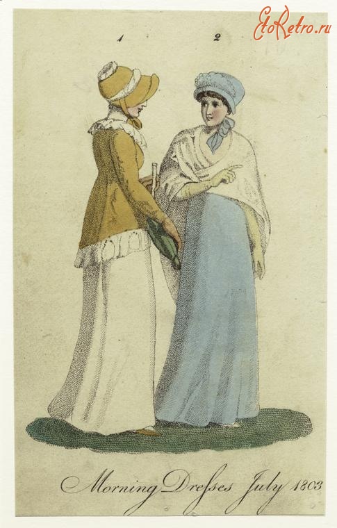 Ретро мода - Английский женский костюм 1800-1809.  Утреннее платье, 1803