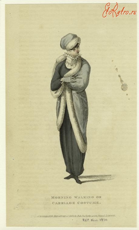 Ретро мода - Английский женский костюм 1810-1819. Платье для утренних прогулок, 1810