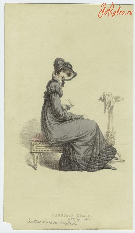 Ретро мода - Английский женский костюм 1820-1819. Дорожное платье