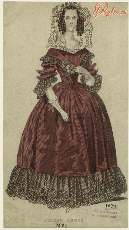 Ретро мода - Женский костюм. Англия, 1830-1839. Платье для ужина