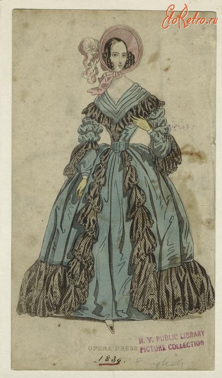 Ретро мода - Женский костюм. Англия, 1830-1839. Платье для оперы