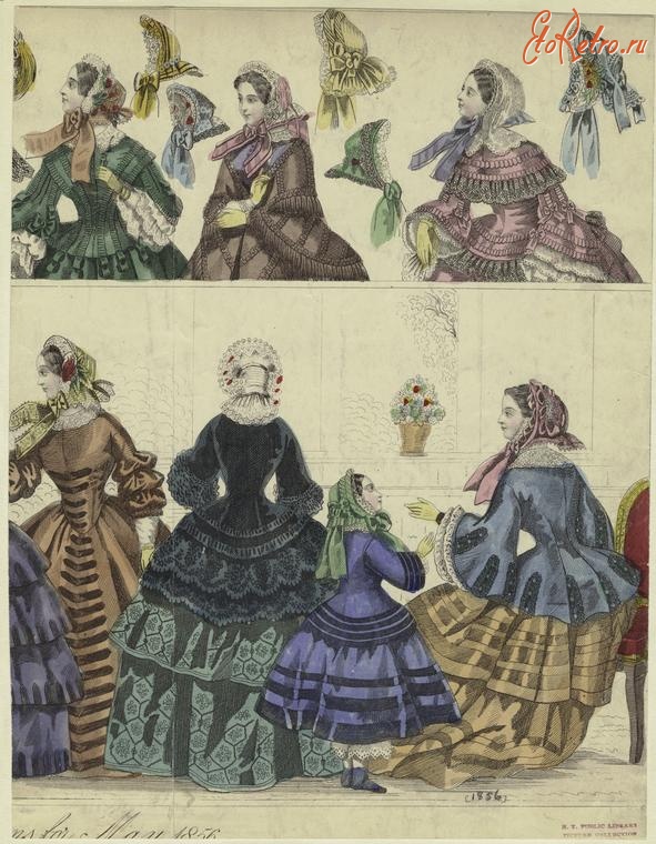 Ретро мода - Женский костюм. Англия, 1850-1859. Новейшие модели, май 1856