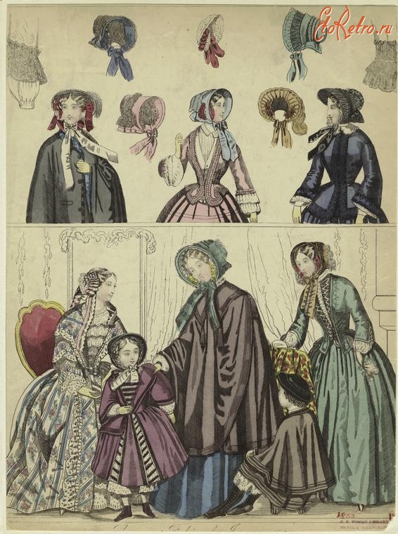 Ретро мода - Женский костюм. Англия, 1850-1859. Новые модели, 1853