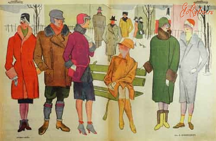 Ретро мода - В.Козлинский. Рисунок для журнала мод Четыре сезона 1928 год
