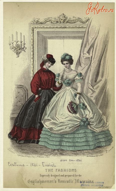 Ретро мода - Женский костюм. Англия, 1860-1869. Модели Ж. Боннара, 1861
