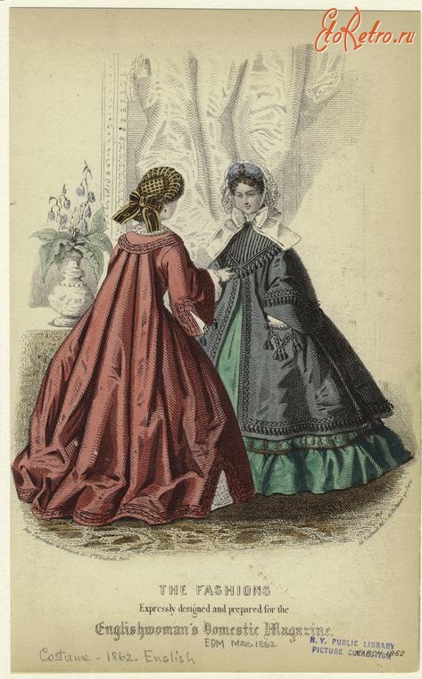 Ретро мода - Женский костюм. Англия, 1860-1869. Модные пальто, 1862