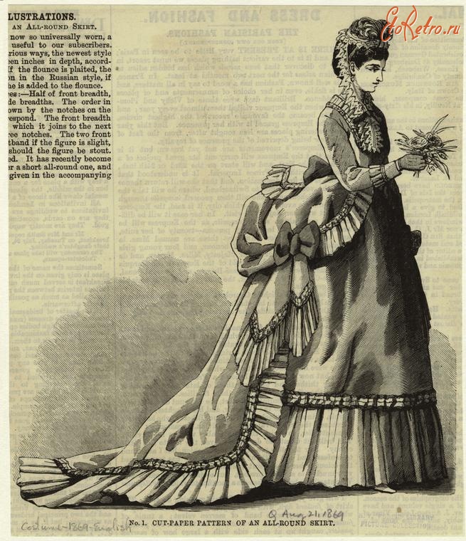 Ретро мода - Женский костюм. Англия, 1860-1869. Юбка по бумажному шаблону, 1869