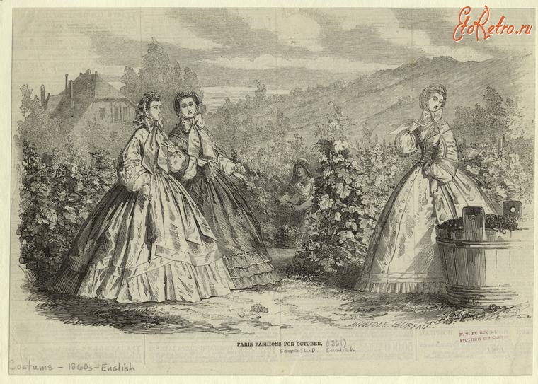 Ретро мода - Женский костюм. Англия, 1860-1869. Парижская мода, 1861
