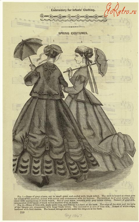 Ретро мода - Женский костюм. Англия, 1860-1869. Весенние костюмы, 1867