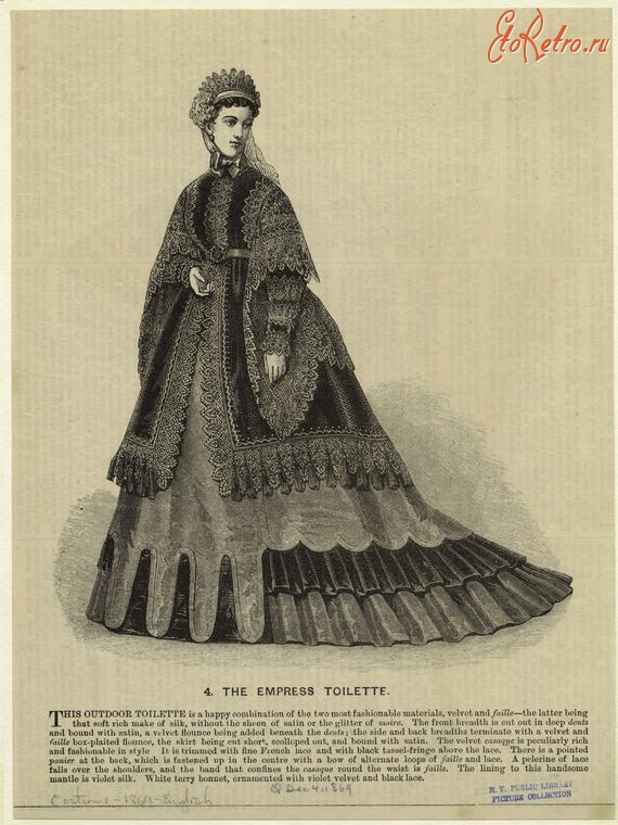 Ретро мода - Женский костюм. Англия, 1860-1869. Платье Императрица, 1869