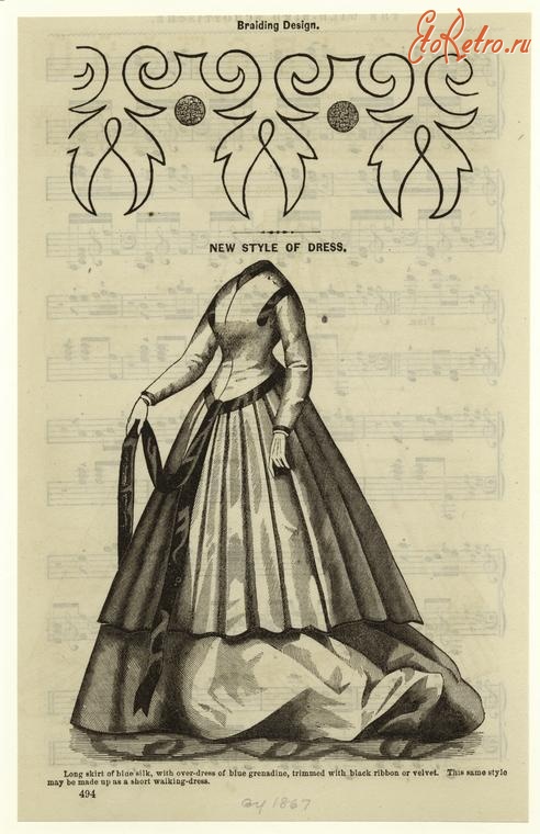 Ретро мода - Женский костюм. Англия, 1860-1869. Новая модель платья, 1867