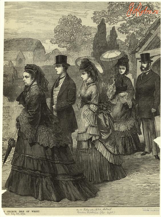 Ретро мода - Мужской и женский костюм. Англия, 1870-1879. Туалет для церковной службы, 1872