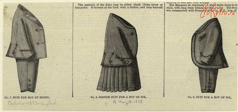 Ретро мода - Детский костюм. Англия, 1870-1879.  Костюм для мальчика, 1875
