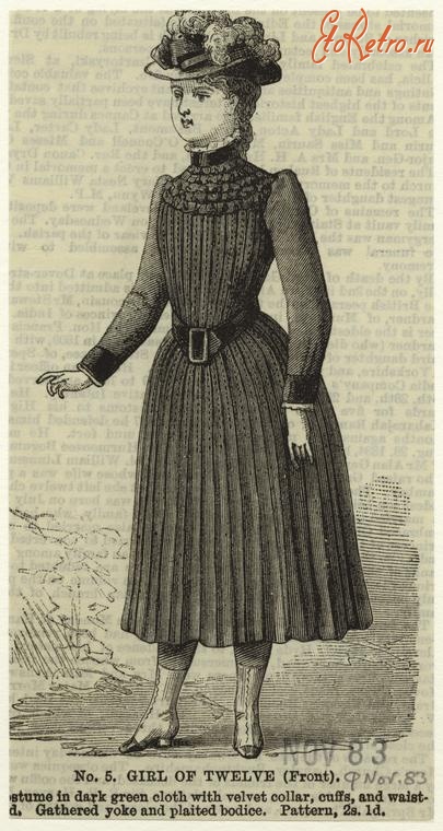 Ретро мода - Детский костюм. Англия, 1880-1889. Платье и шляпа, 1883