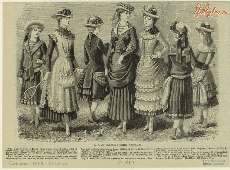 Ретро мода - Детский костюм. Англия, 1880-1889. Летняя одежда, 1883
