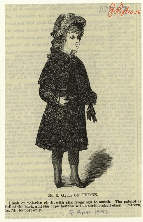 Ретро мода - Детский костюм. Англия, 1880-1889.  Пальто, 1883
