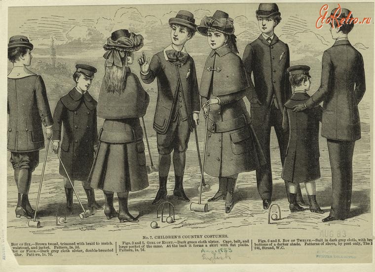 Ретро мода - Детский костюм. Англия, 1880-1889. Загородная одежда, 1883