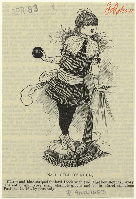 Ретро мода - Детский костюм. Англия, 1880-1889.  Платье для девочки, 1883