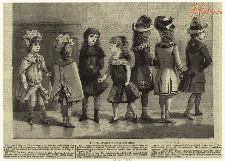 Ретро мода - Детский костюм. Англия, 1880-1889. Зимние модели, 1883