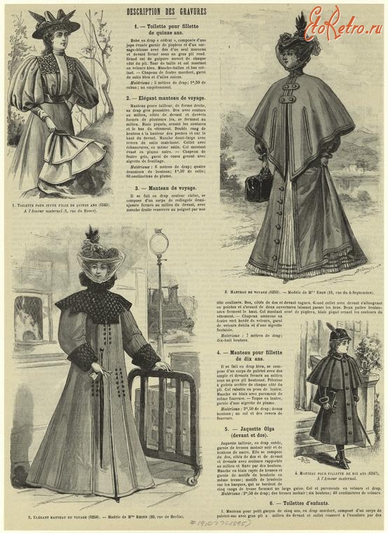 Ретро мода - Детский костюм . Франция, 1890-1899. Элегантные пальто, 1895