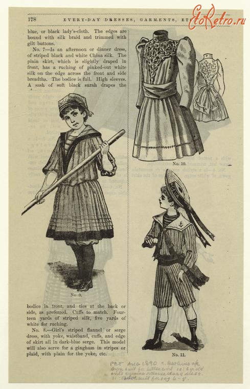 Ретро мода - Детский костюм. США, 1890-1899. Повседневное платье, 1890