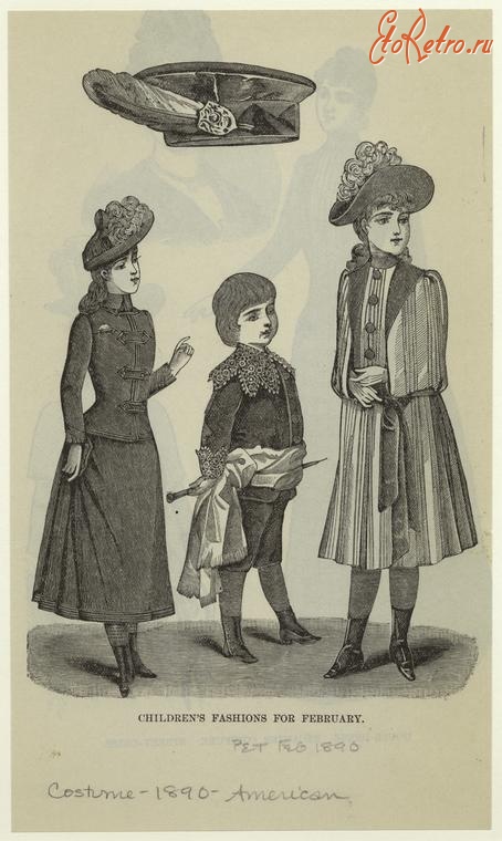 Ретро мода - Детский костюм. США, 1890-1899. Детская мода, февраль 1890