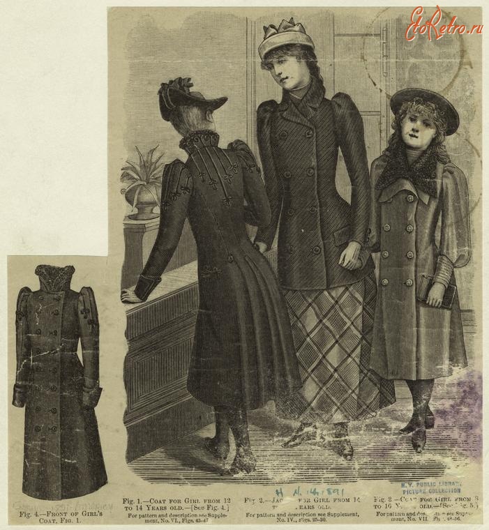Ретро мода - Детский костюм. США, 1890-1899.  Верхняя одежда, 1891