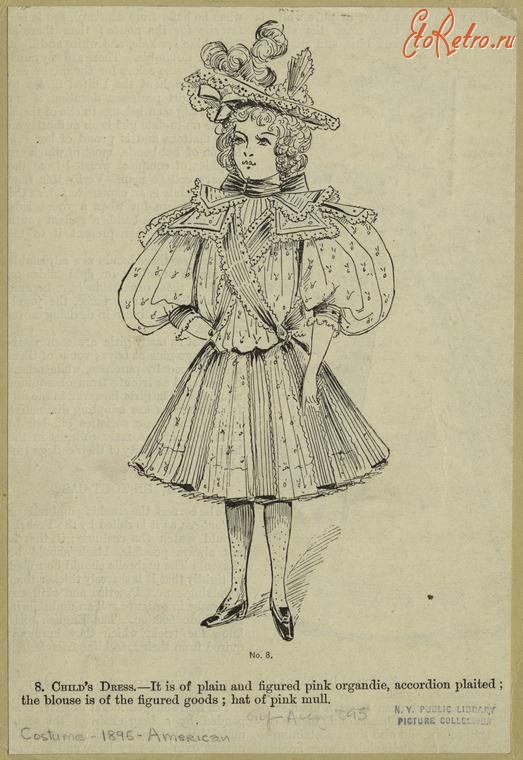Ретро мода - Детский костюм. США, 1890-1899. Одежда для прогулок, 1895