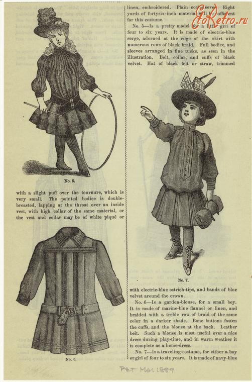 Ретро мода - Детский костюм. США, 1880-1889. Одежда для прогулок, 1889