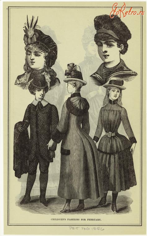Ретро мода - Детский костюм. США, 1880-1889. Детская мода,  февраль 1886
