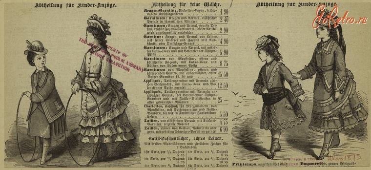 Ретро мода - Детский костюм. Германия, 1870-1879. Одежда для прогулок, 1873