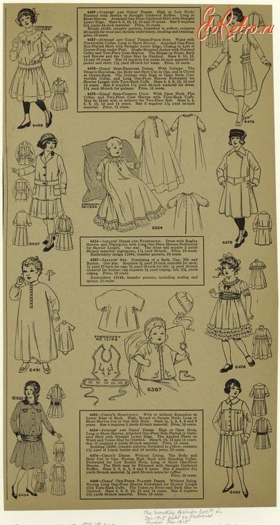Ретро мода - Детский костюм, 1910-1919. Модели одежды, 1915