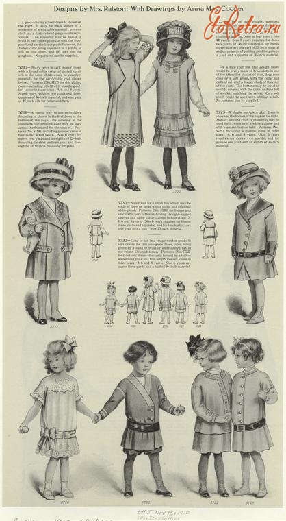 Ретро мода - Детский костюм, 1910-1919. Зимний гардероб, 1910