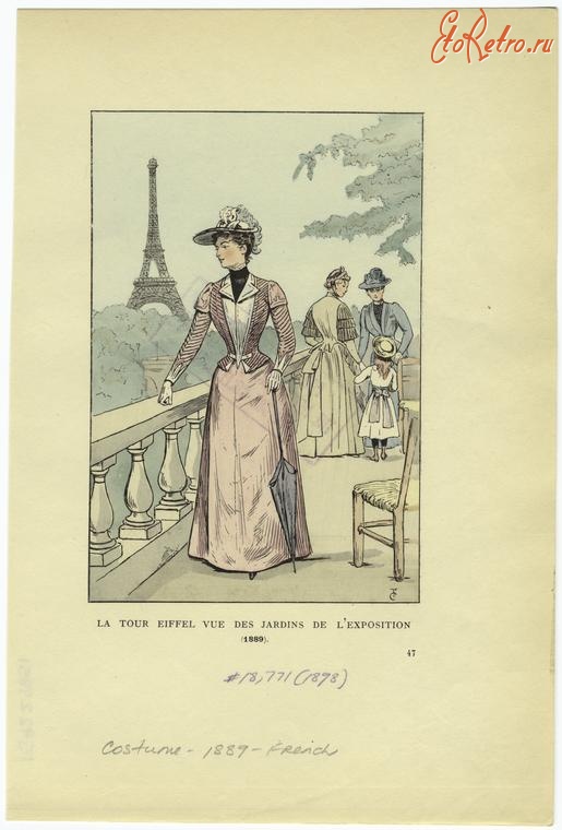 Ретро мода - Женский костюм. Франция, 1880-1889. Одежда для прогулок, 1889