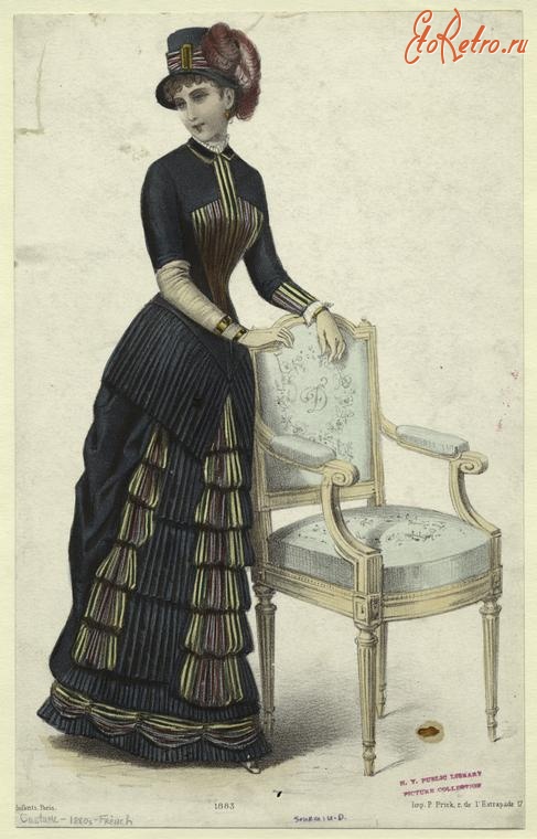 Ретро мода - Женский костюм. Франция, 1880-1889. Одежда для посещений, 1883