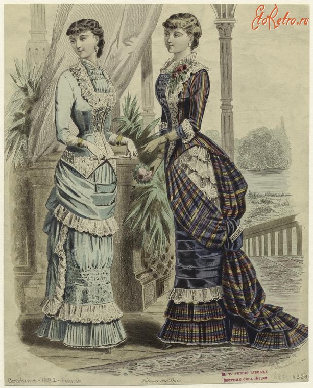 Ретро мода - Женский костюм. Франция, 1880-1889. Загородные туалеты, 1882