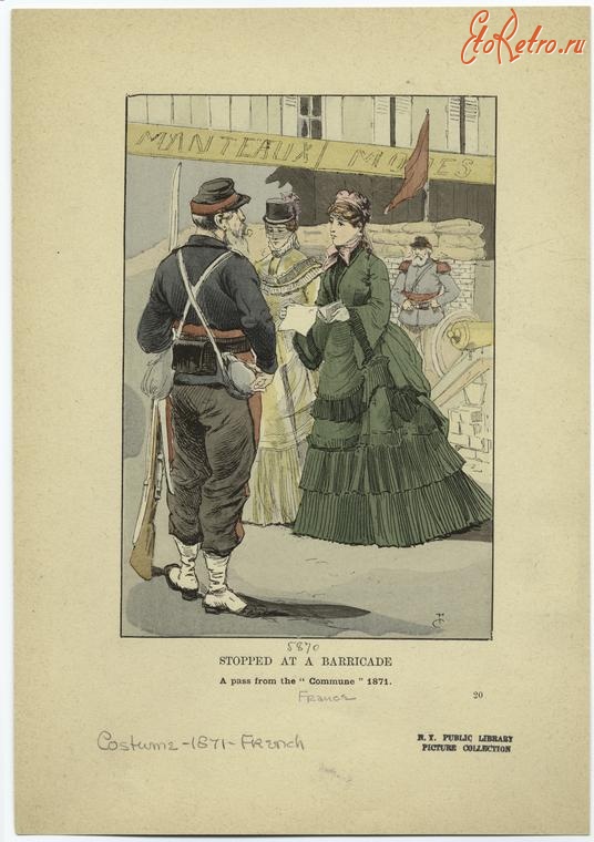 Ретро мода - Женский костюм. Франция, 1870-1879. Одежда для прогулок, 1871