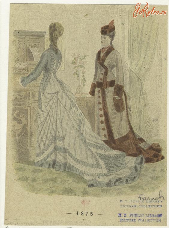 Ретро мода - Женский костюм. Франция, 1870-1879. Одежда для посещений, 1875