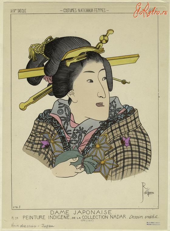 Ретро мода - Японская дама в кимоно, 1869