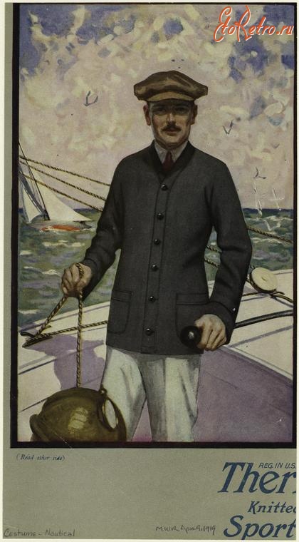Ретро мода - Мужчина в лодке в спортивном костюме