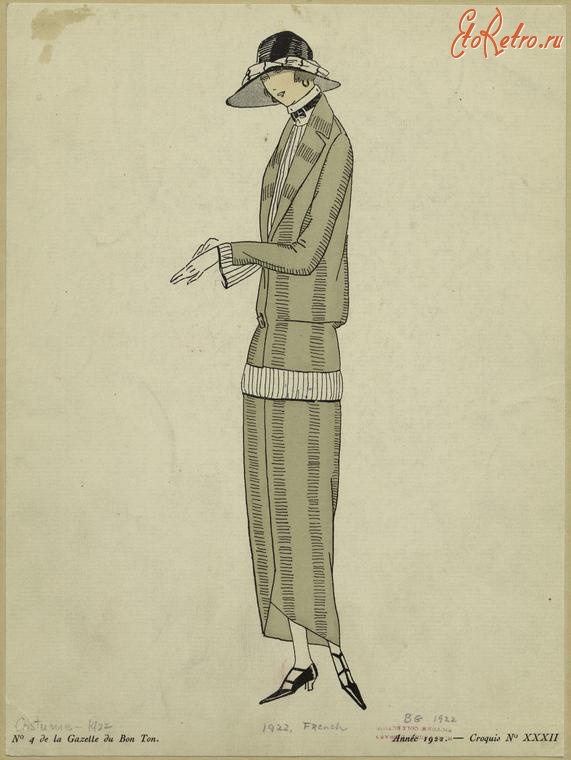 Ретро мода - Костюм 1920-1929. Оливково-зелёный костюм