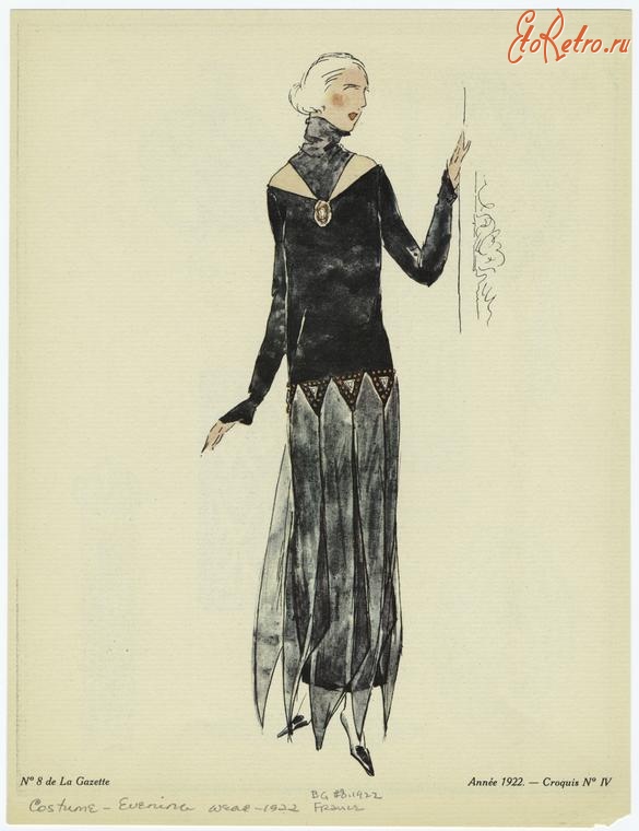 Ретро мода - Костюм 1920-1929. Чёрное вечернее платье
